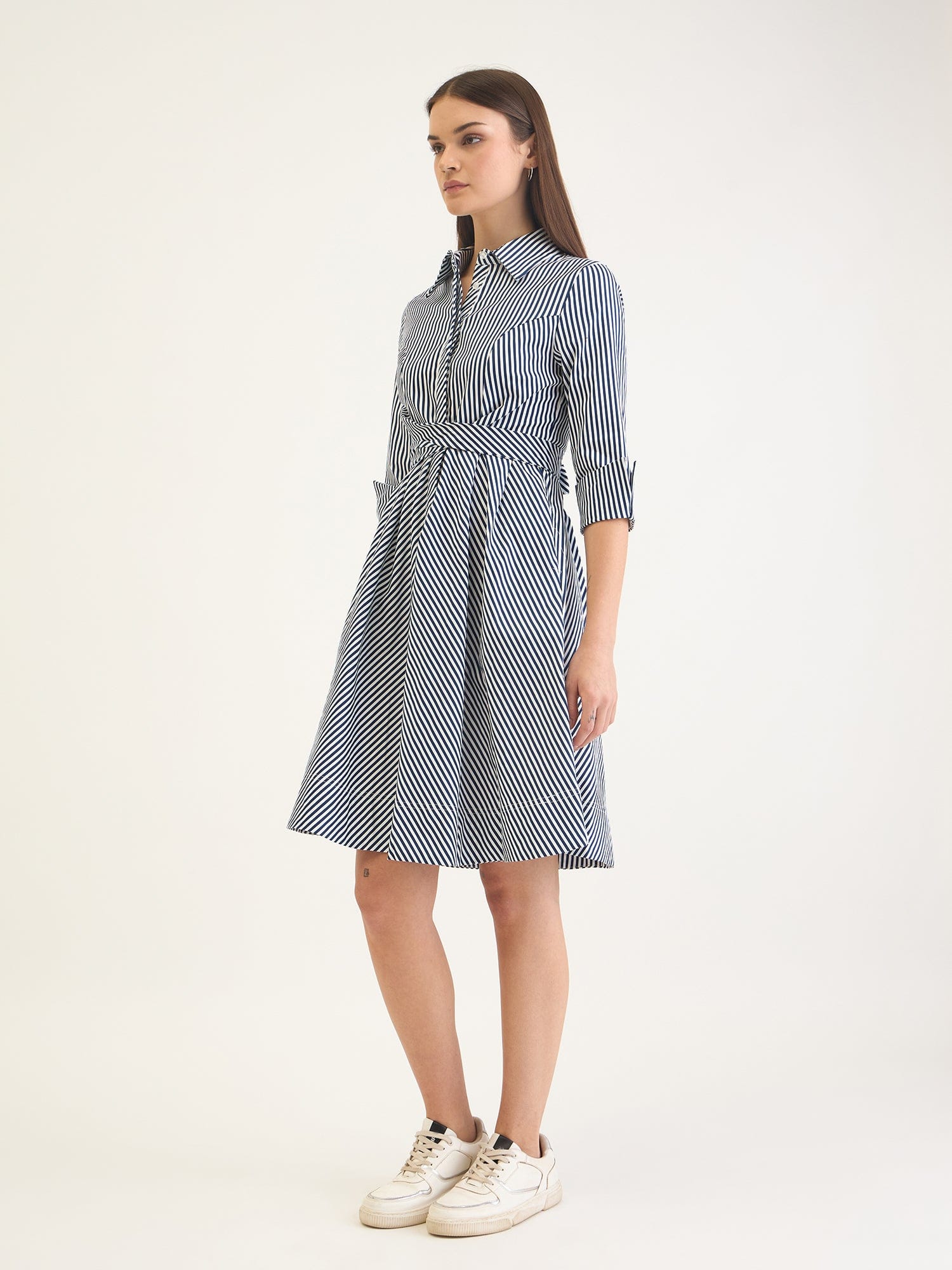 Elle Women Black Striped Dress - Image 4