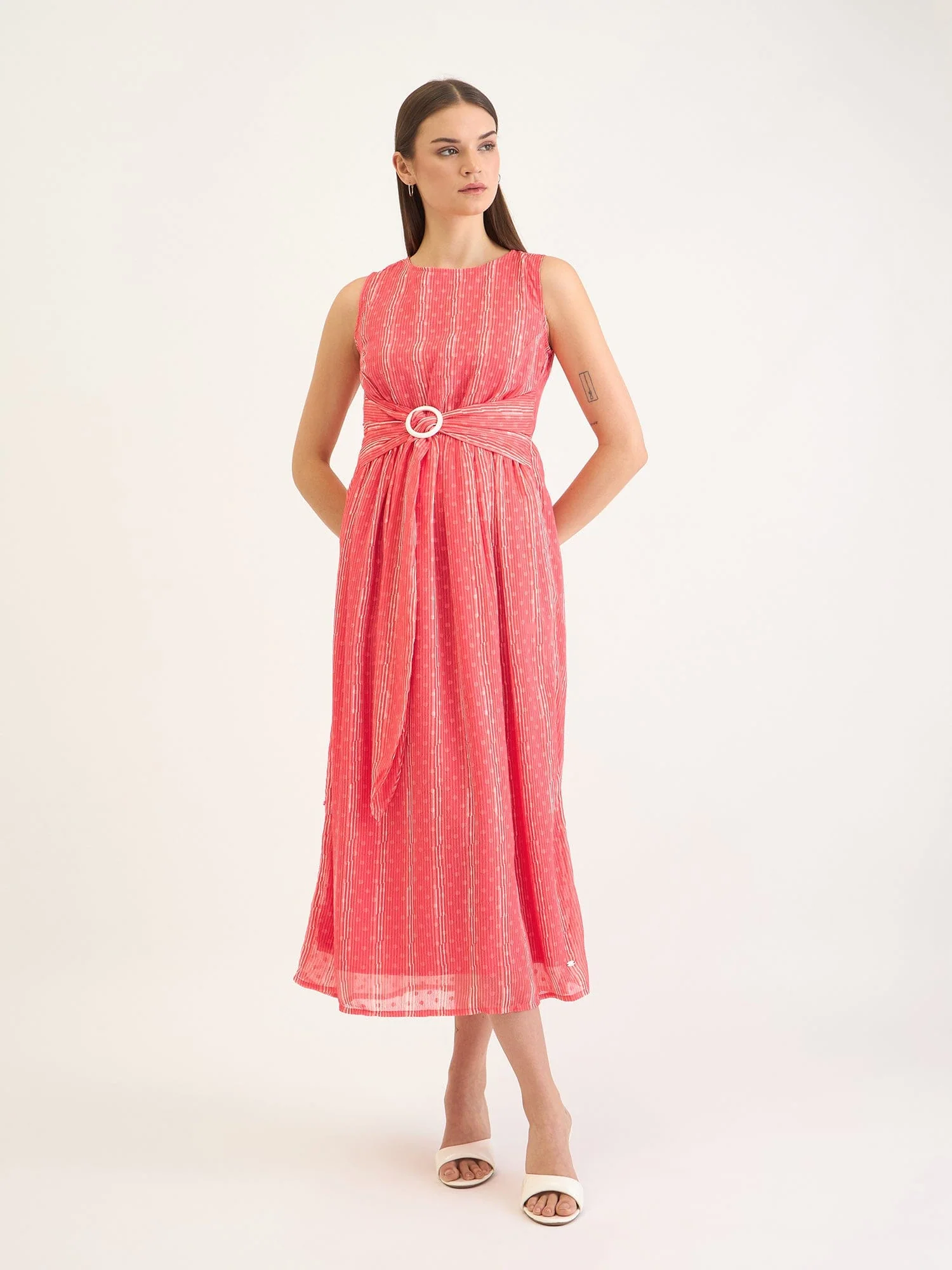 Elle Women Red Printed Round Neck Dress - Image 2