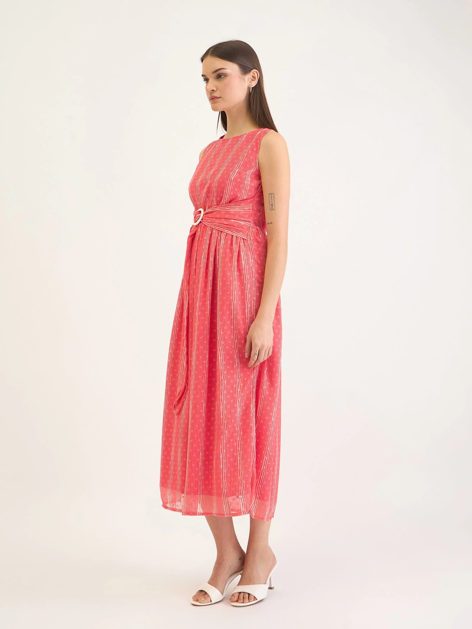 Elle Women Red Printed Round Neck Dress - Image 4