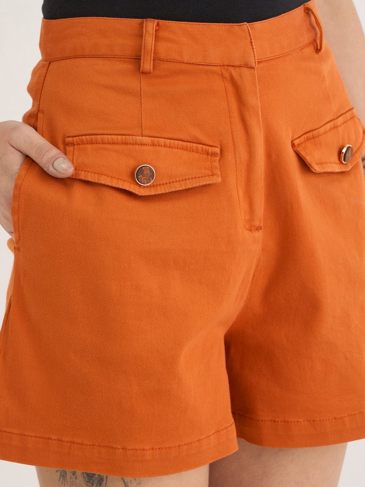 Elle Women Brown Relaxed Fit Solid Shorts - Image 4