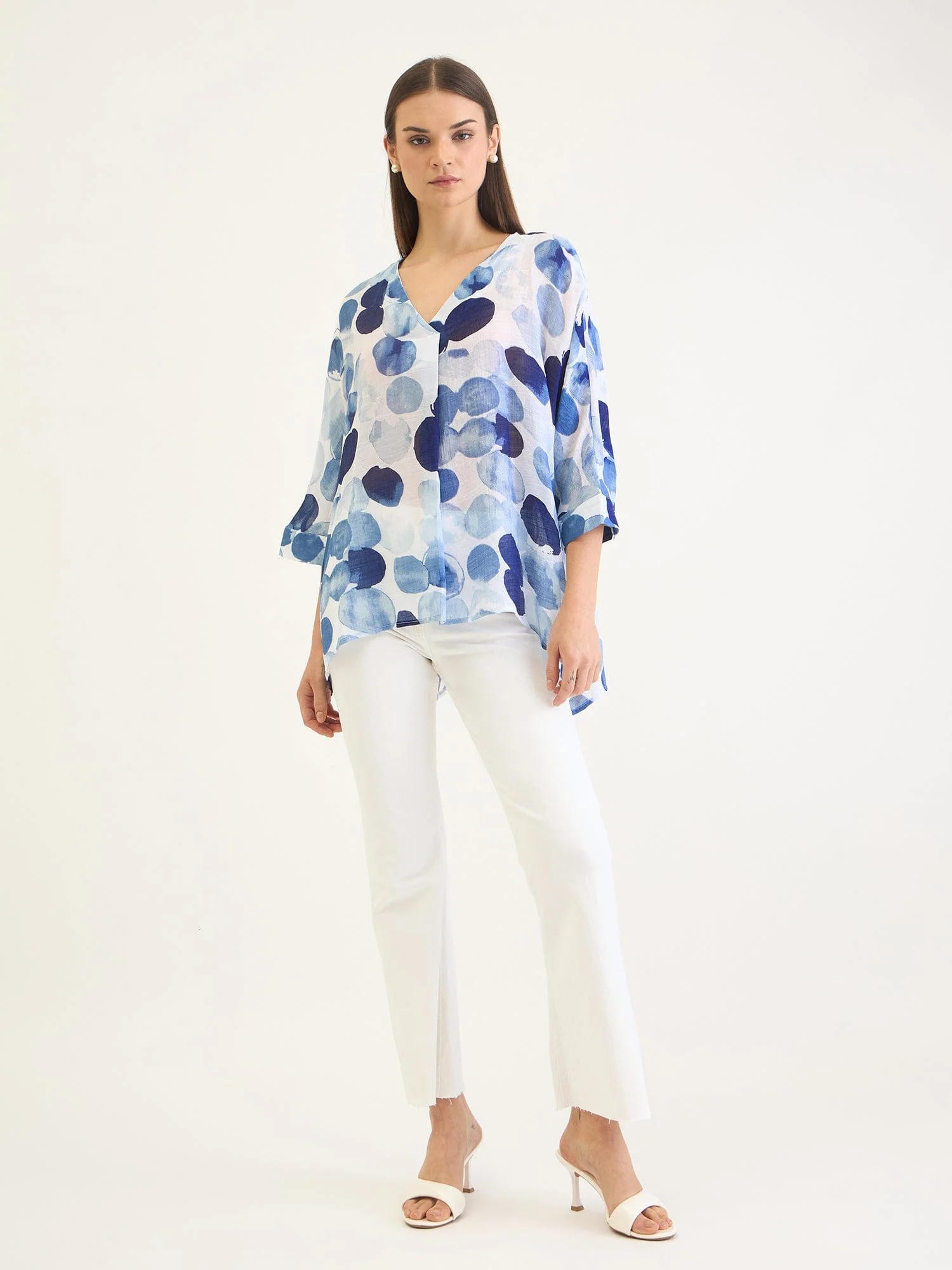 Elle Women Blue Aop V Neck Top - Image 2