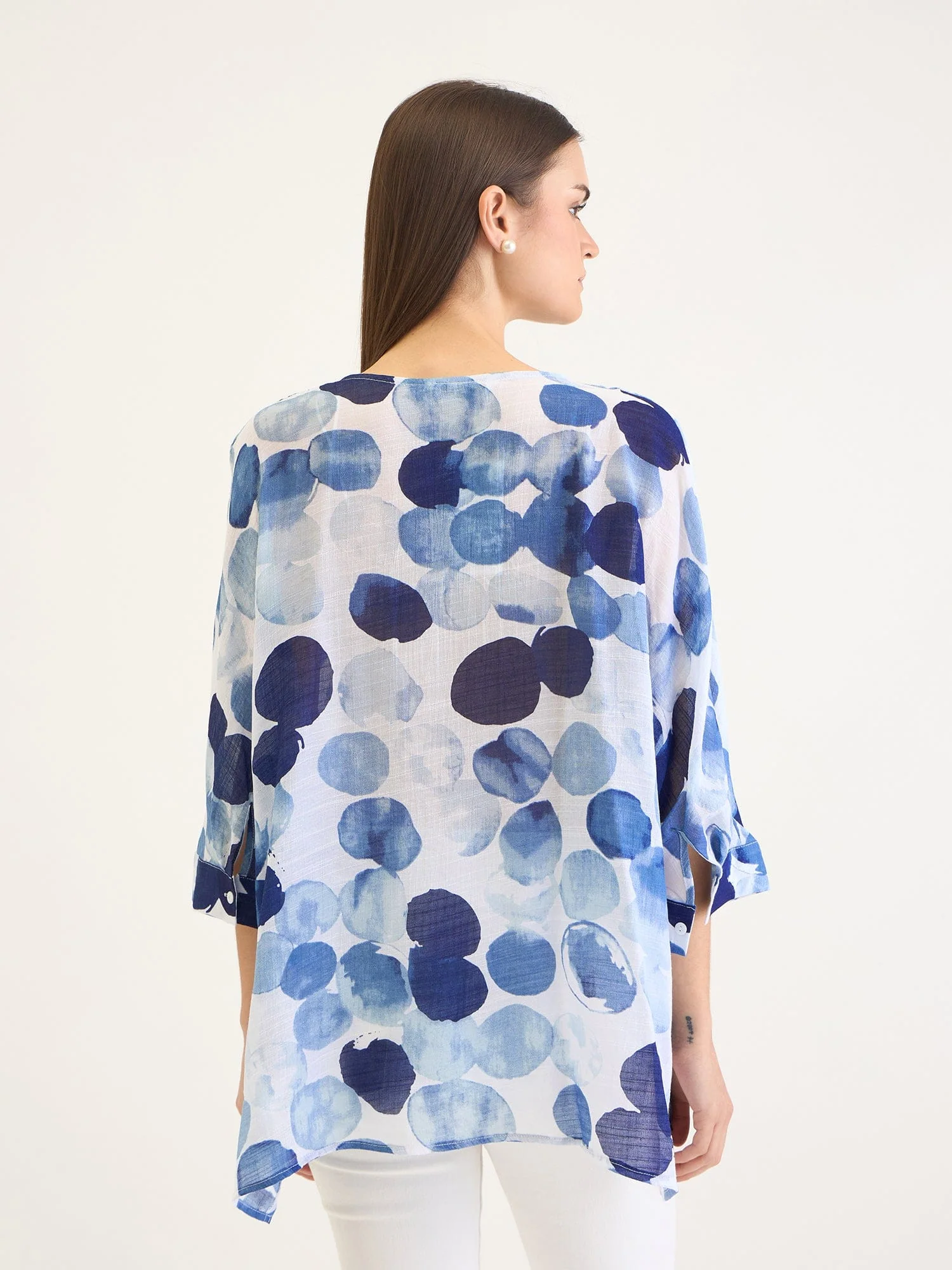 Elle Women Blue Aop V Neck Top - Image 3