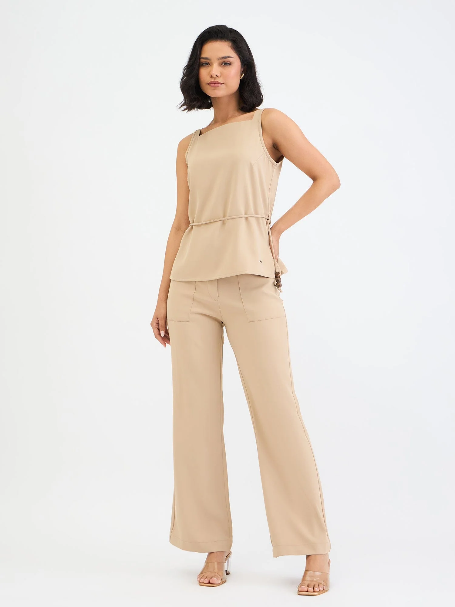 Elle Women Beige Solid Square Neck Top - Image 6
