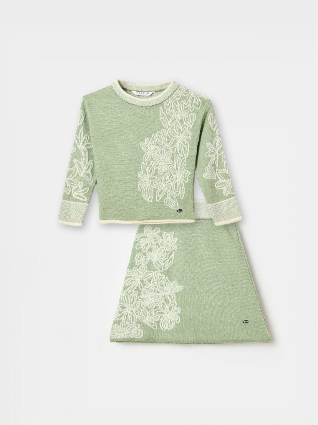 ELLE Girls Green Embroidered Skirt - Image 5