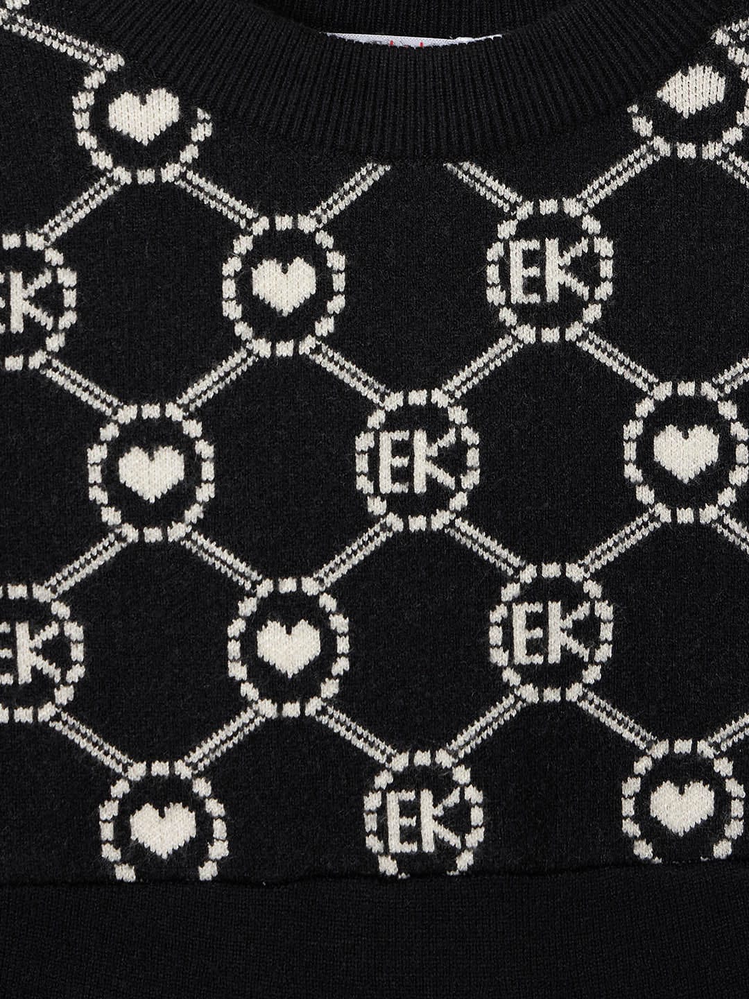 ELLE Girls Black Printed Round Neck Dress - Image 3