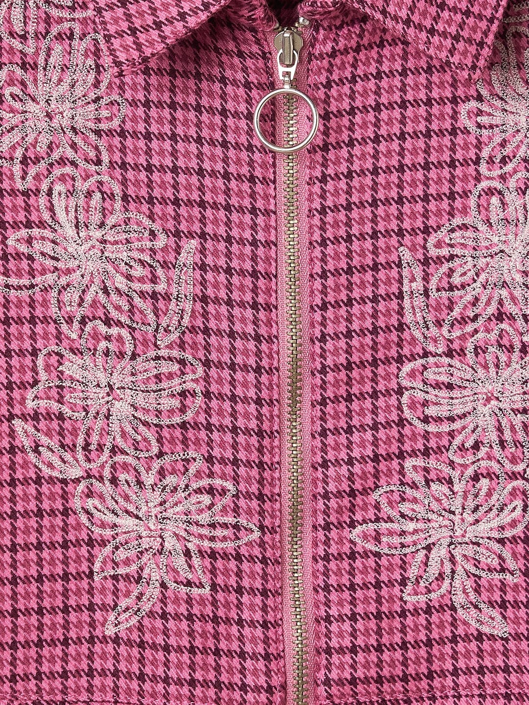 ELLE Girls Pink Embroidered Shirt Collar Dress - Image 3