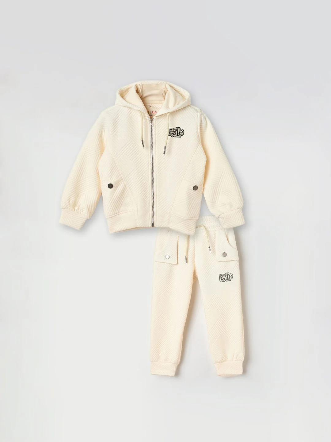 ELLE Girls Off White Polyester Solid Relaxed Sweatpant - Image 4