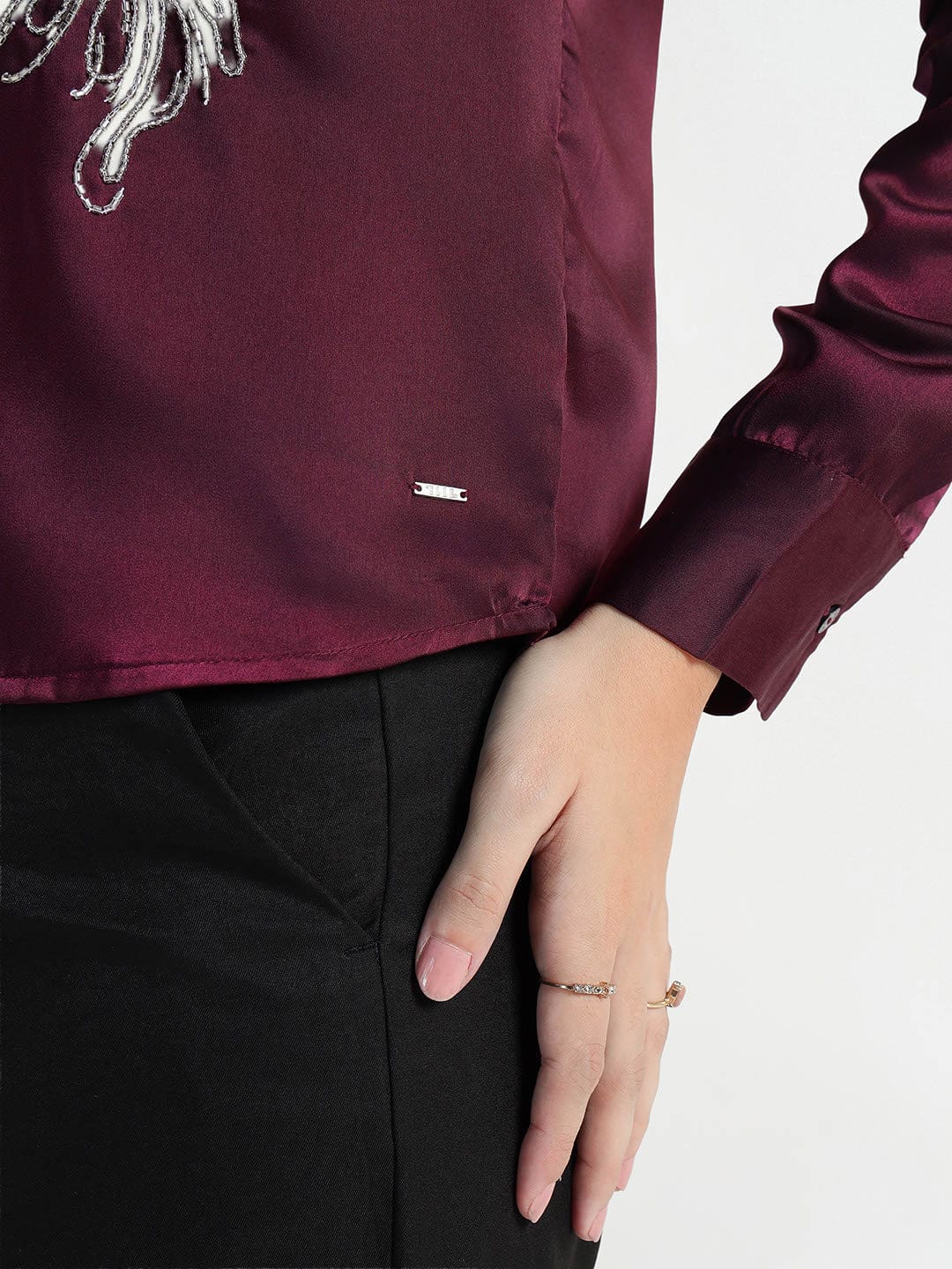 Elle Women Red Embellished Collar Shirt - Image 6