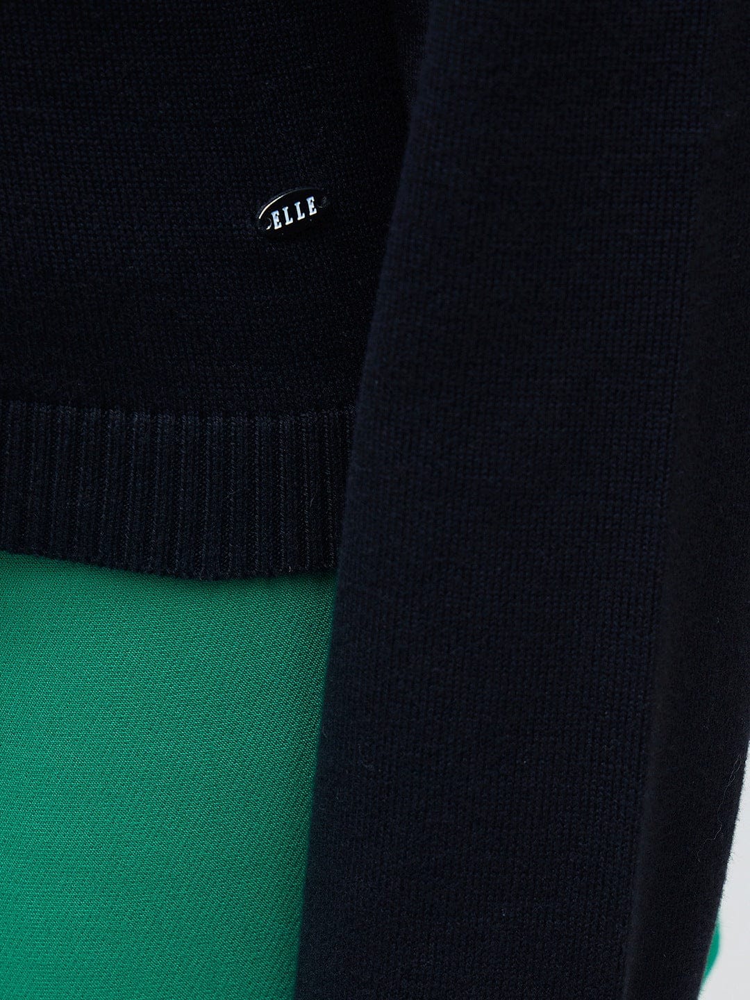 ELLE Women Black Cotton Solid High Rib Neck Sweater - Image 7