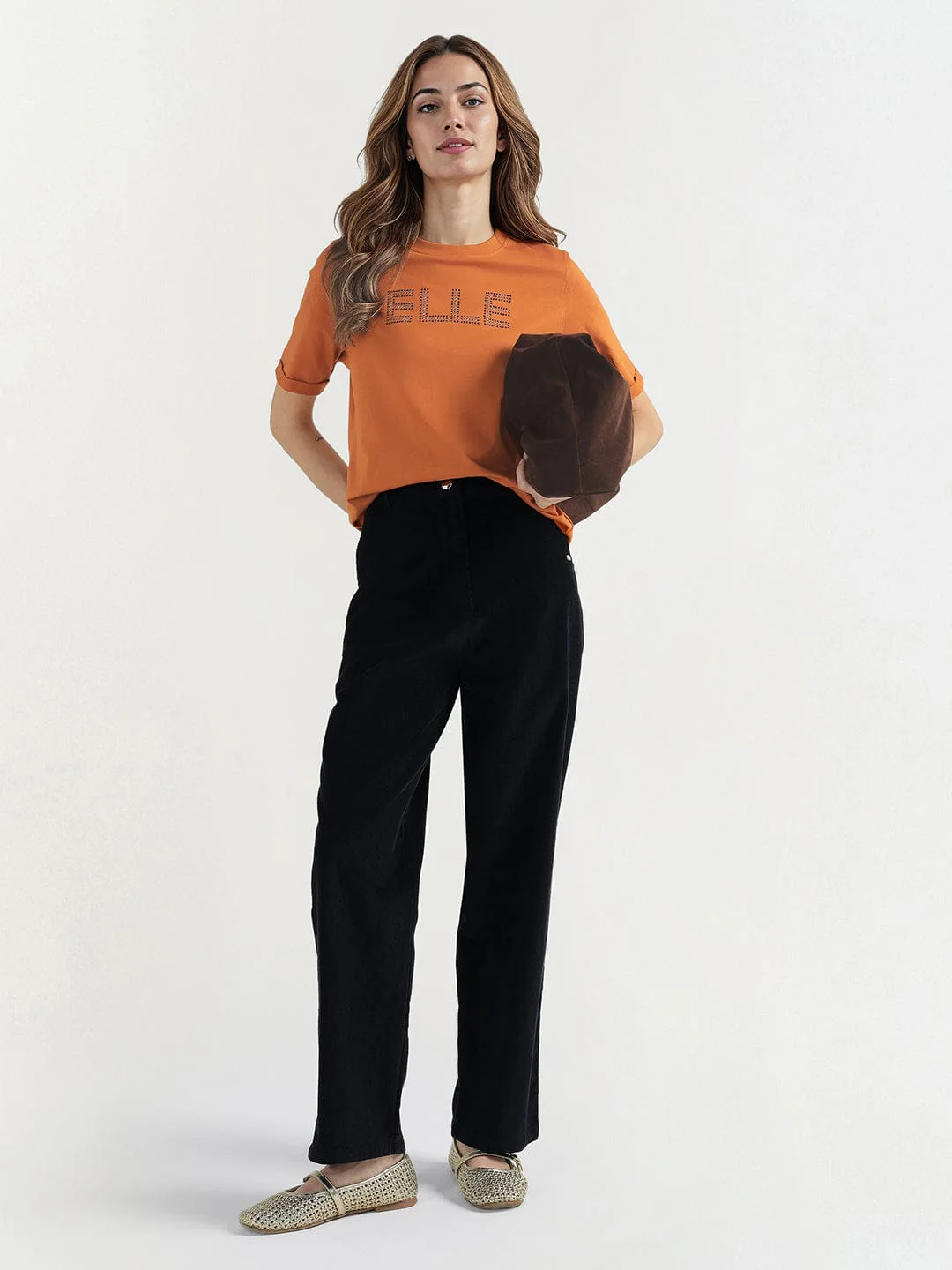 Elle Women Brown Graphic Crew Neck Tshirt - Image 2