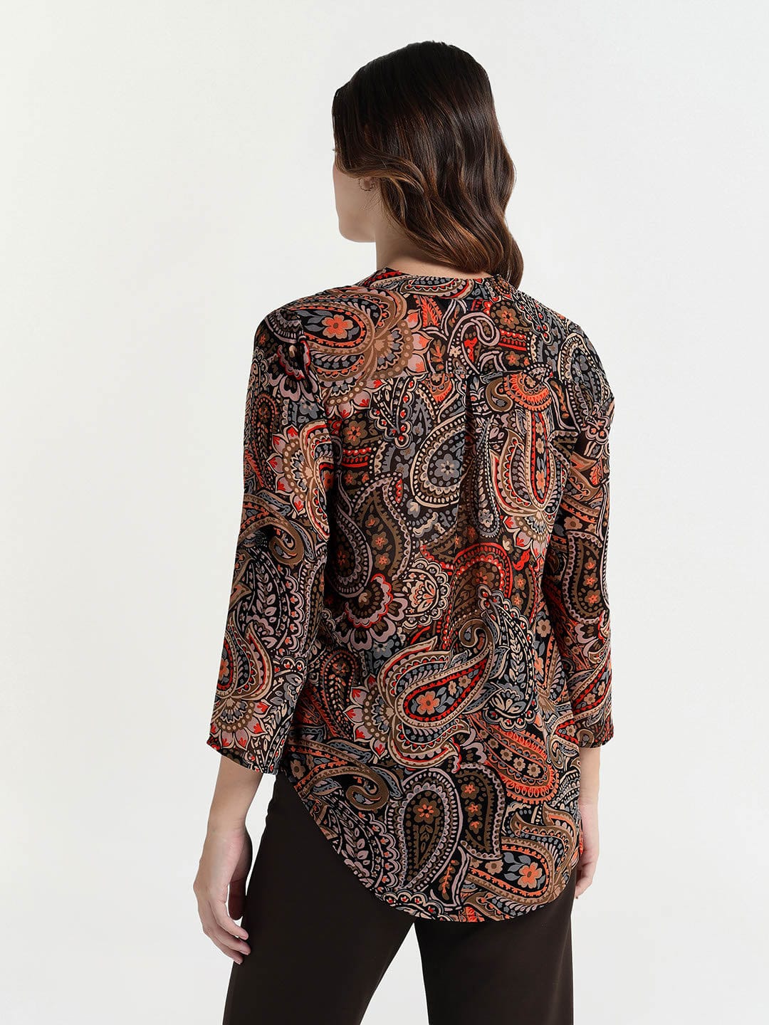 Elle Women Brown V Neck Top - Image 3