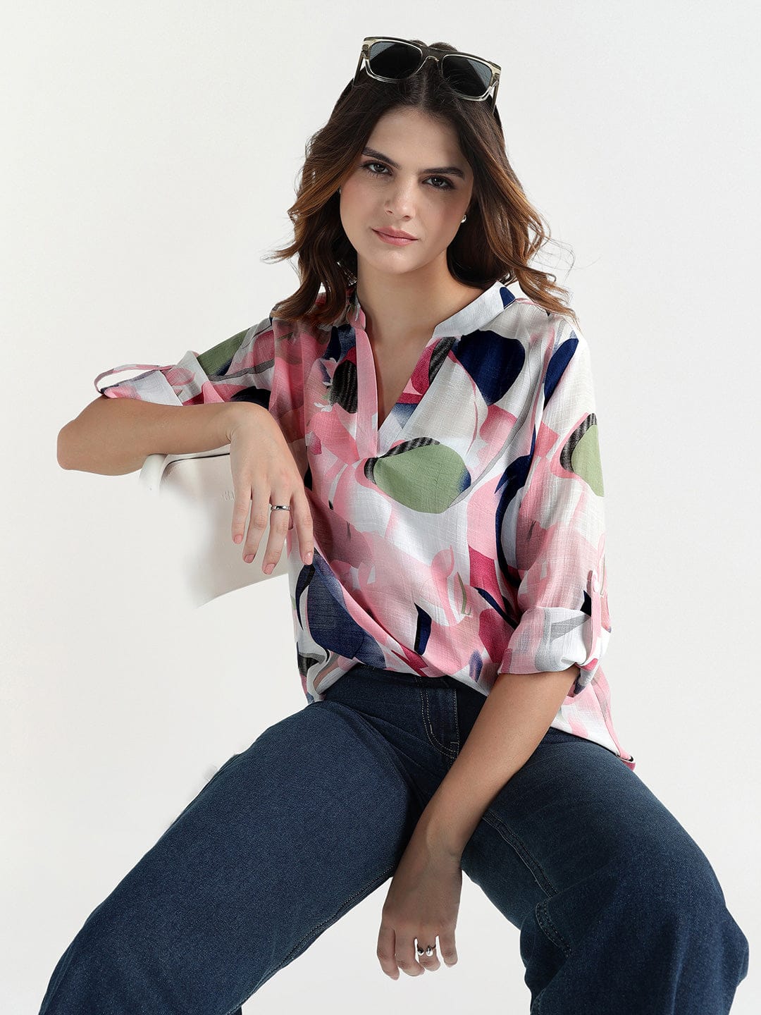 Elle Women Multi V Neck Top - Image 4