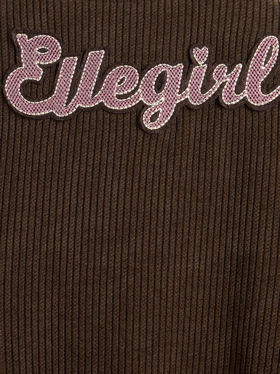 ELLE Girls Brown Logo Collar Regular Fit Varsity Jacket - Image 4