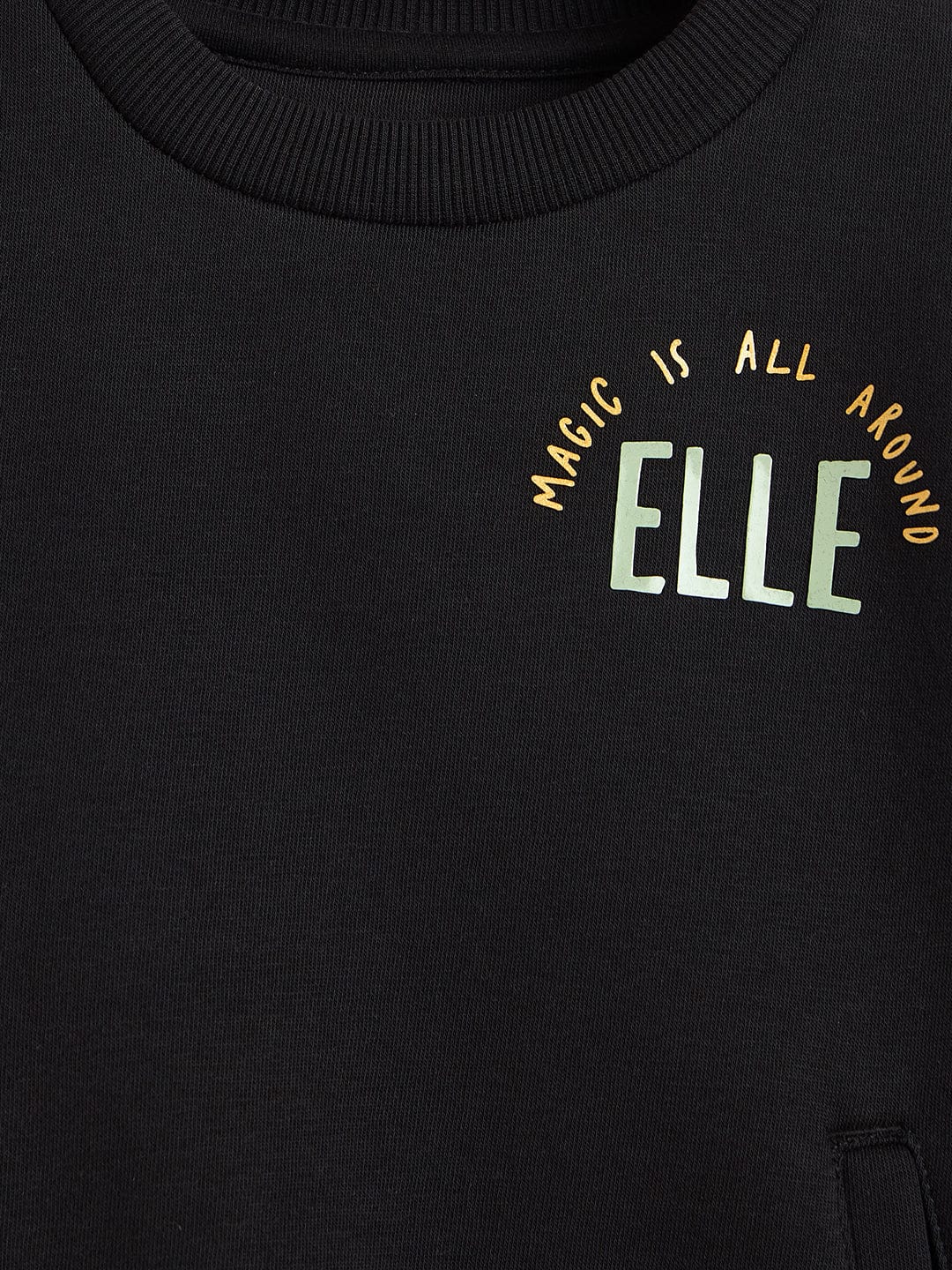 Elle Girls Black Textured Round Neck Sweatshirt - Image 3