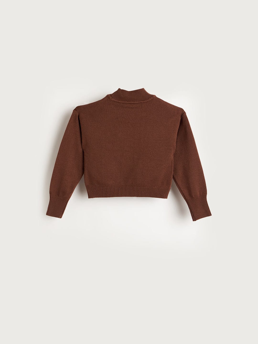 Elle Girls Regular Fit Brown Embroidered Sweater - Image 2