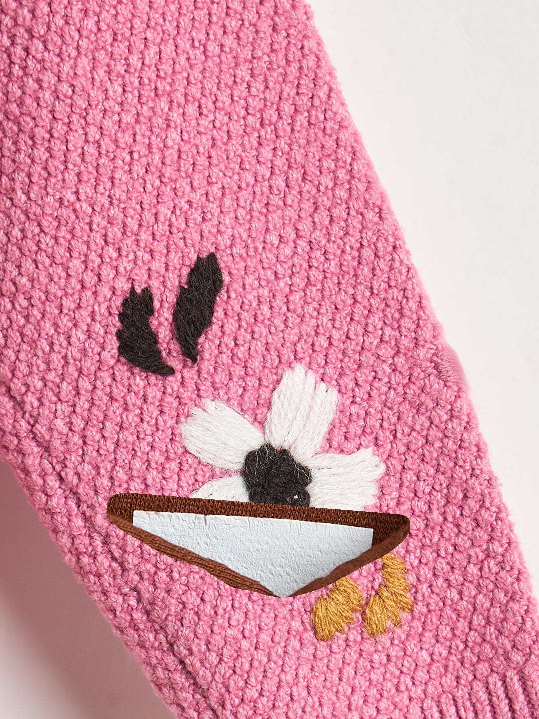 Elle Girls Pink Embroidered High Neck Sweater - Image 5