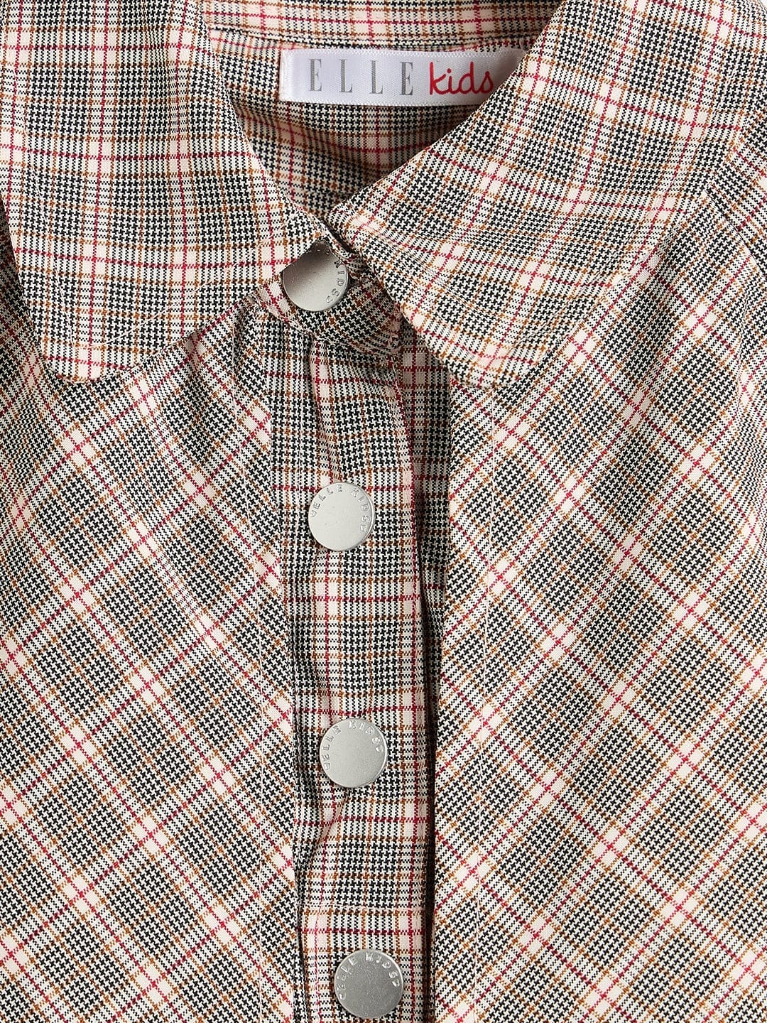 ELLE Girls Multicolour Checks Regular Fit Midi Dress - Image 3