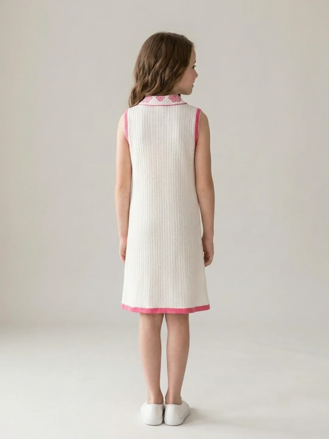 Elle Girls Cream Jacquard A-Line Fit Pure Cotton Dress - Image 3