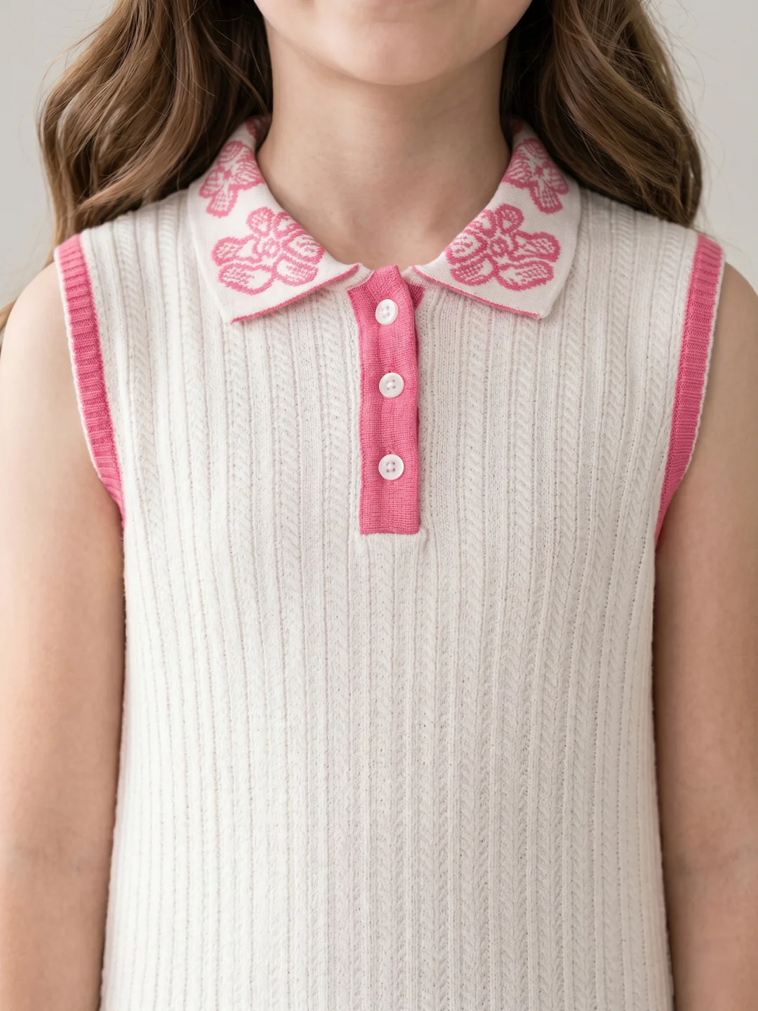 Elle Girls Cream Jacquard A-Line Fit Pure Cotton Dress - Image 4