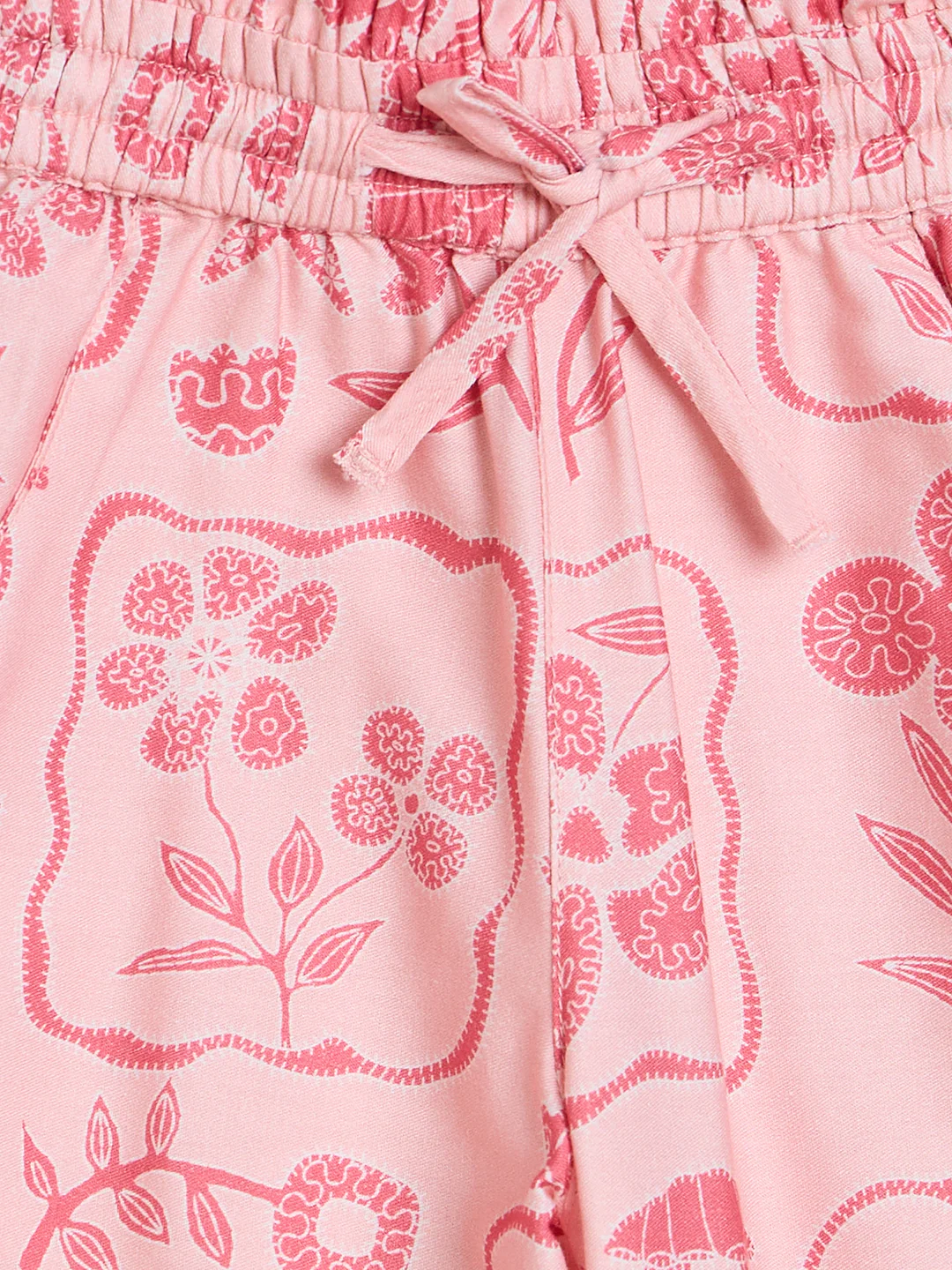 Elle Girls Pink Floral Wide Leg Pure Cotton Trouser - Image 4
