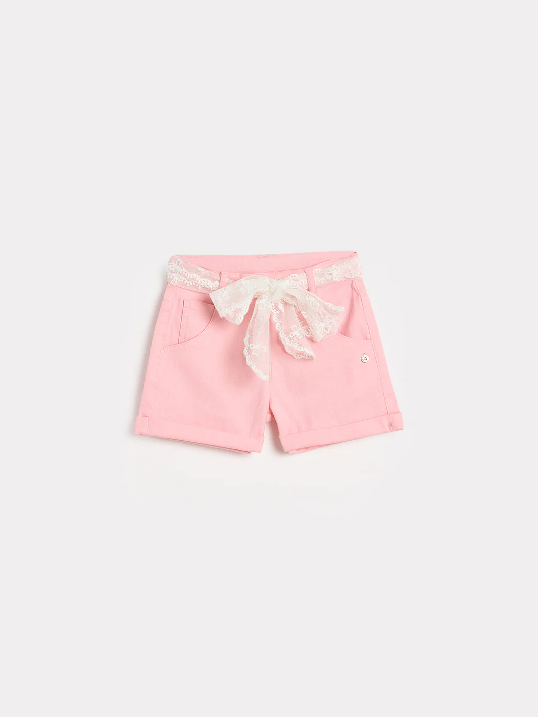 Elle Girls Pink Solid Regular Fit Shorts - Image 2