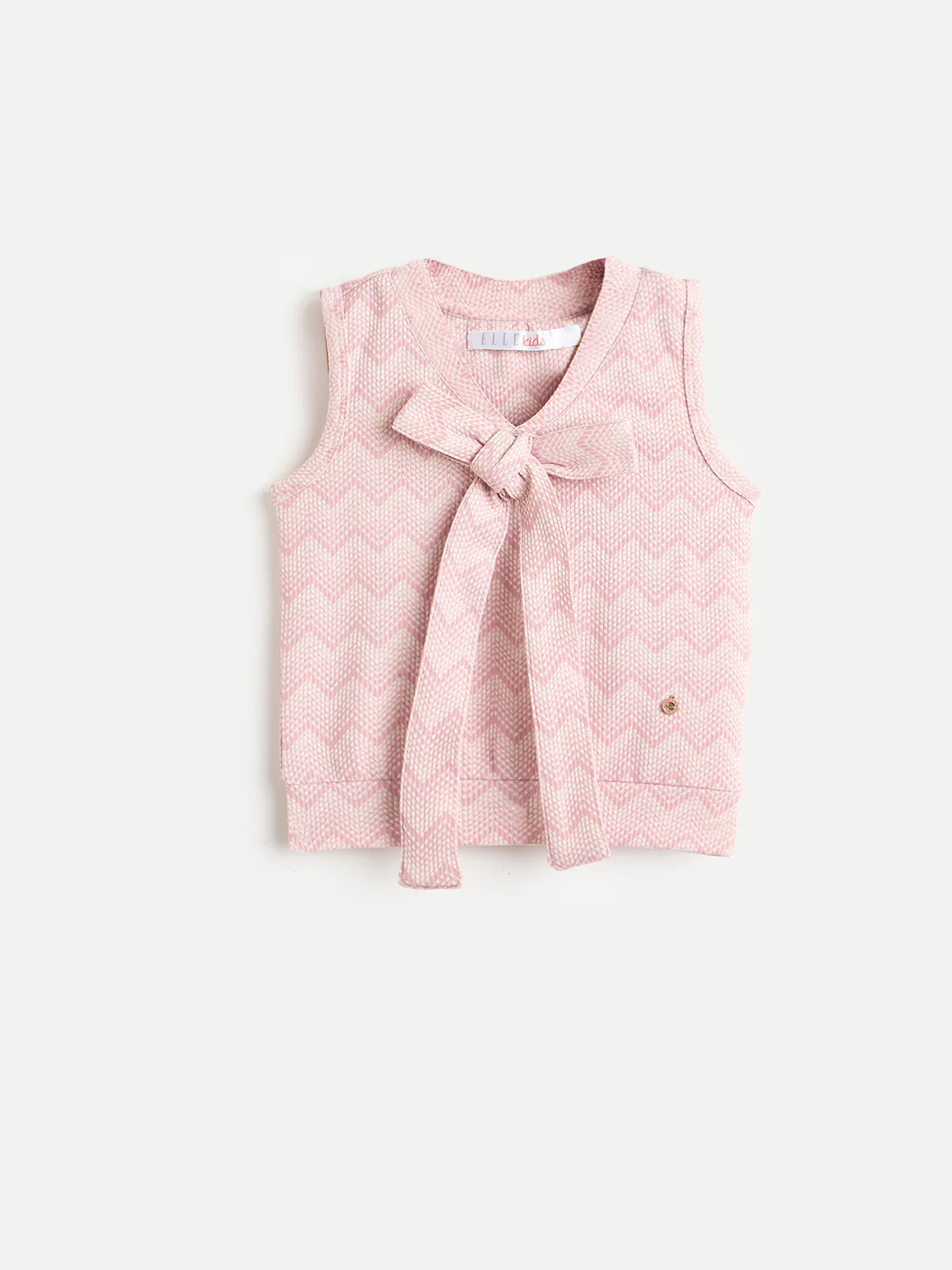 Elle Girls Pink Jacquard Regular Fit Jacquard T-Shirt - Image 2