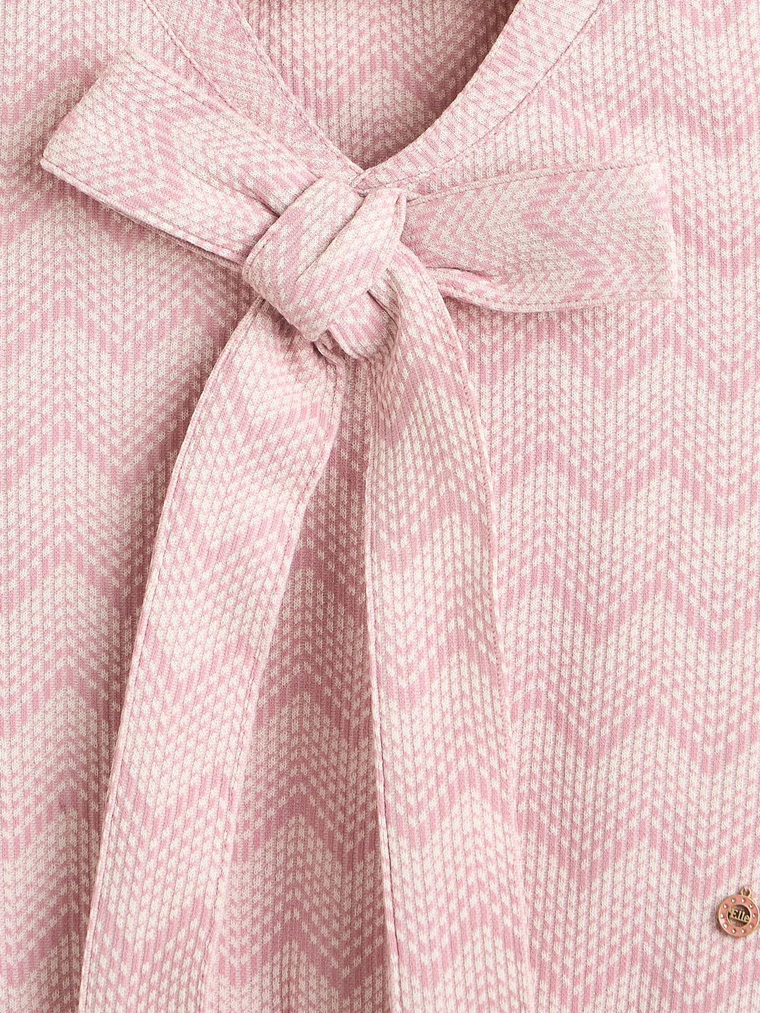 Elle Girls Pink Jacquard Regular Fit Jacquard T-Shirt - Image 4