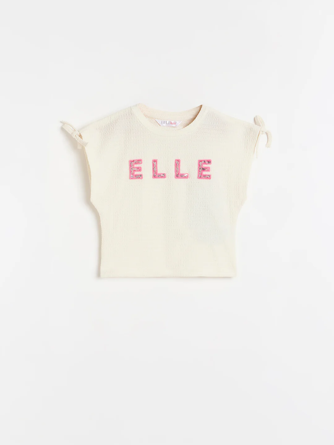 Elle Girls Cream Textured Regular Fit T-Shirt - Image 2