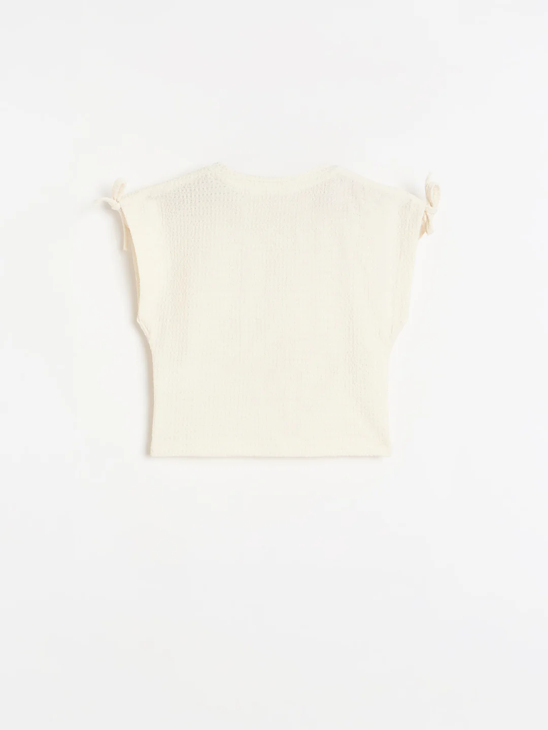 Elle Girls Cream Textured Regular Fit T-Shirt - Image 3