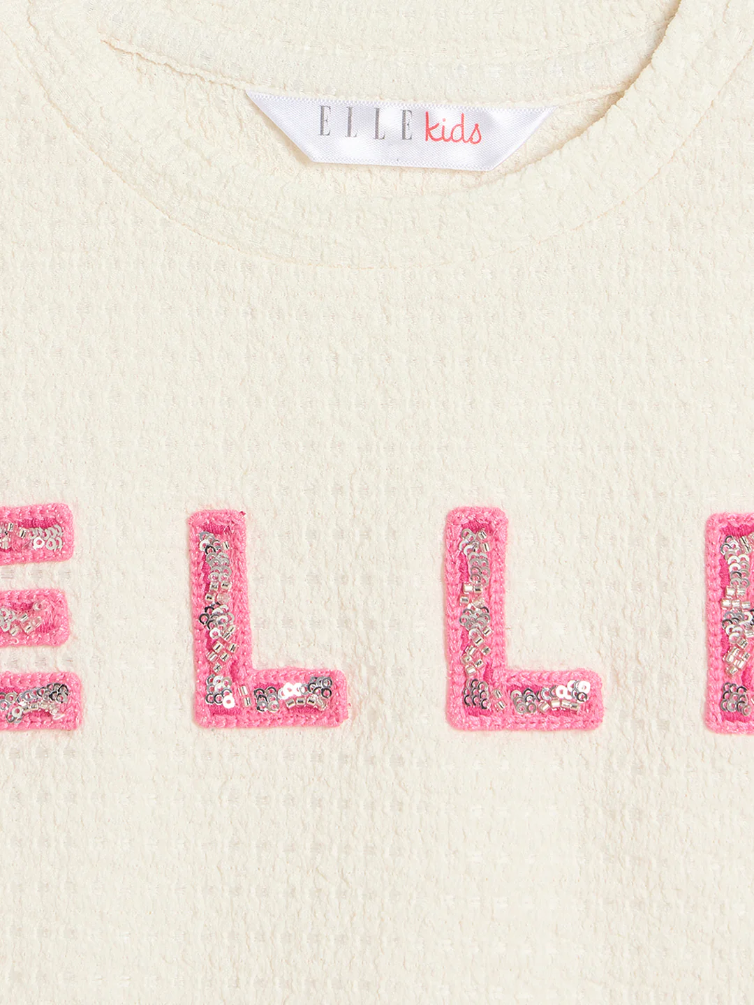 Elle Girls Cream Textured Regular Fit T-Shirt - Image 4