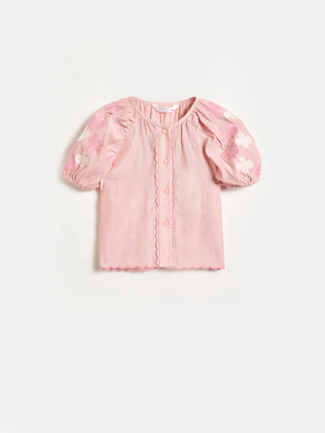 Elle Girls Pink Embroidered Flared Fit Top - Image 2