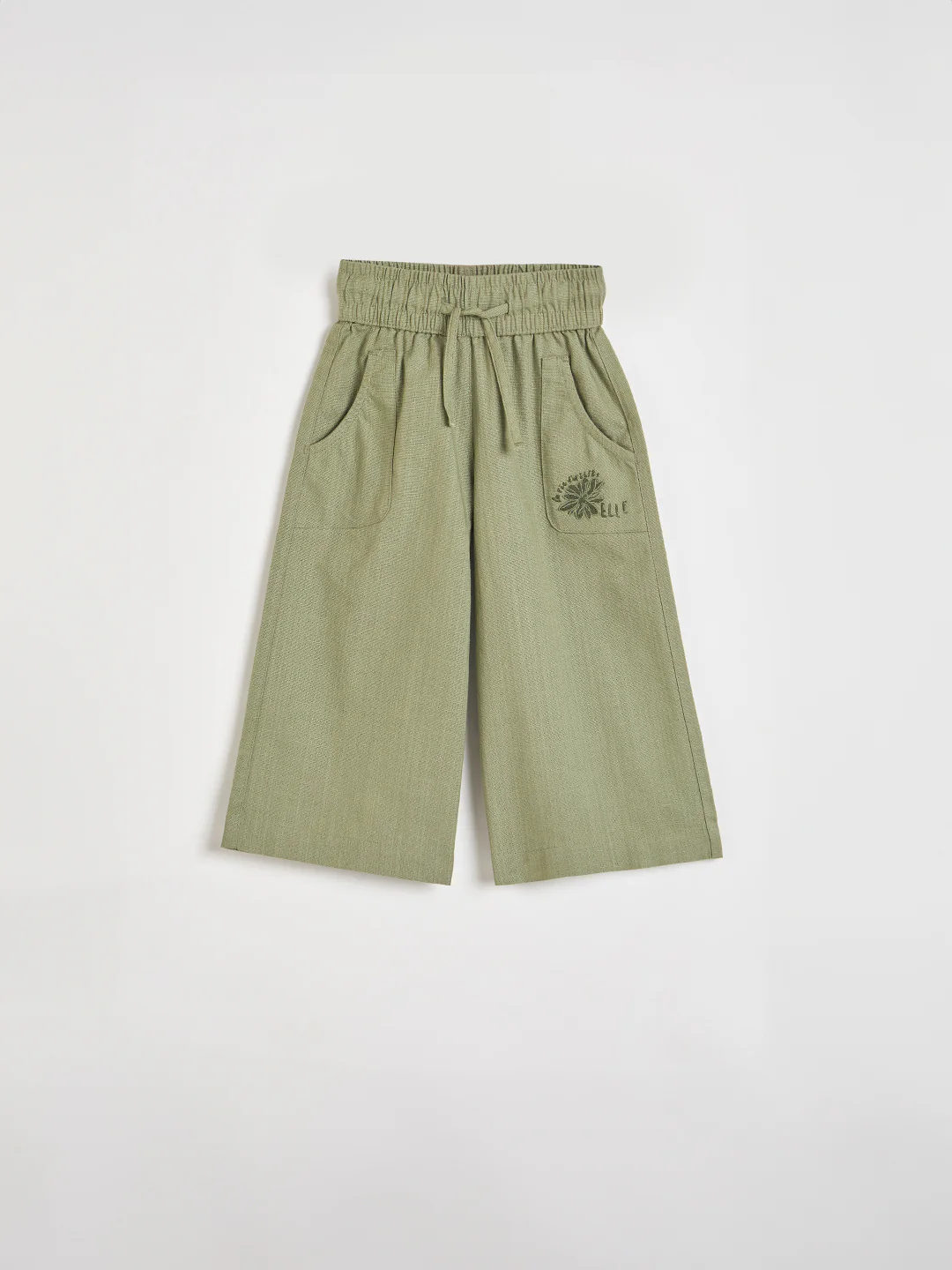 Elle Girls Green Solid Regular Fit Pure Cotton Trouser - Image 2