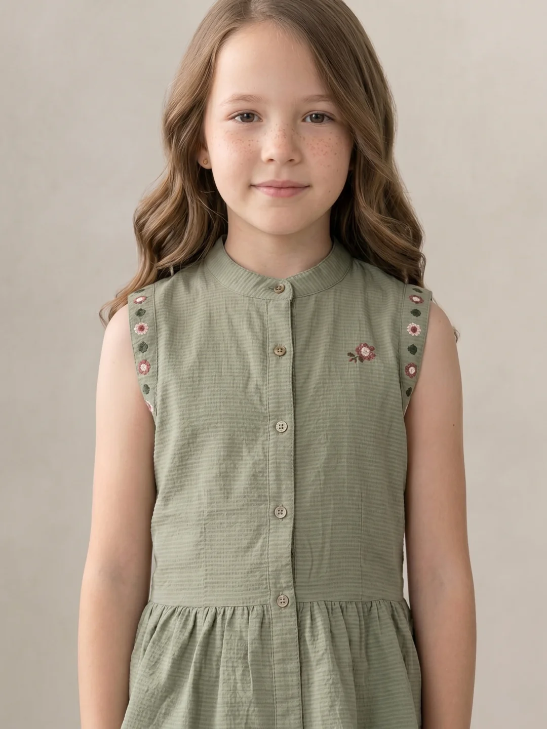 Elle Girls Green Printed Fit & Flared Top - Image 2