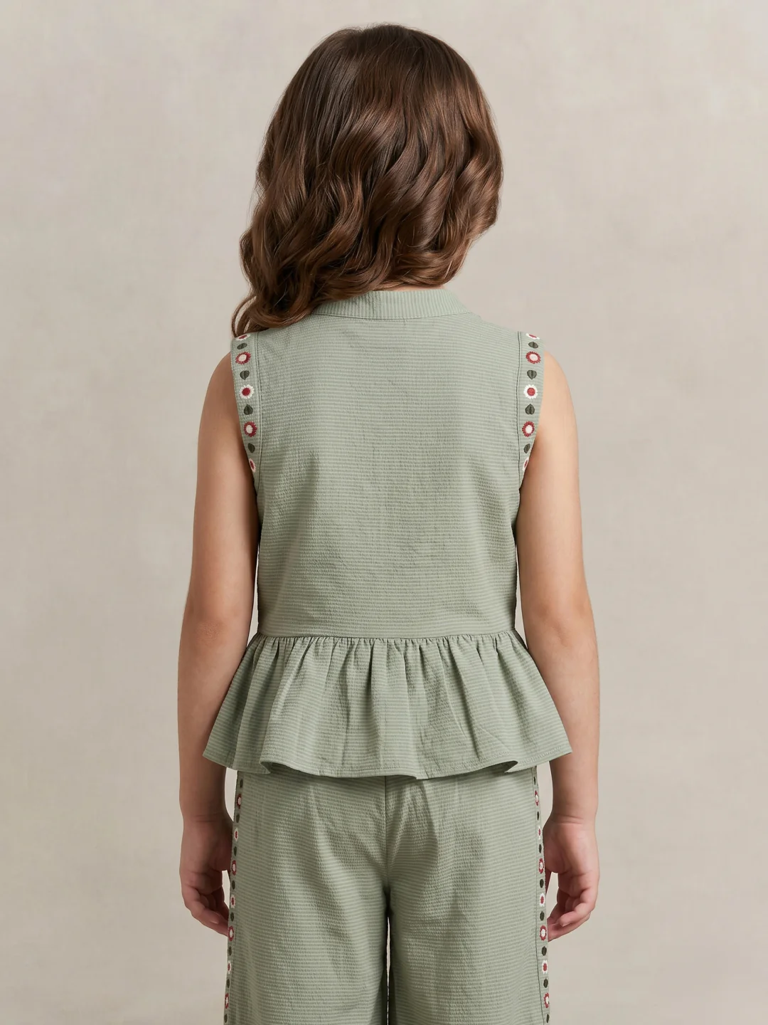 Elle Girls Green Printed Fit & Flared Top - Image 3