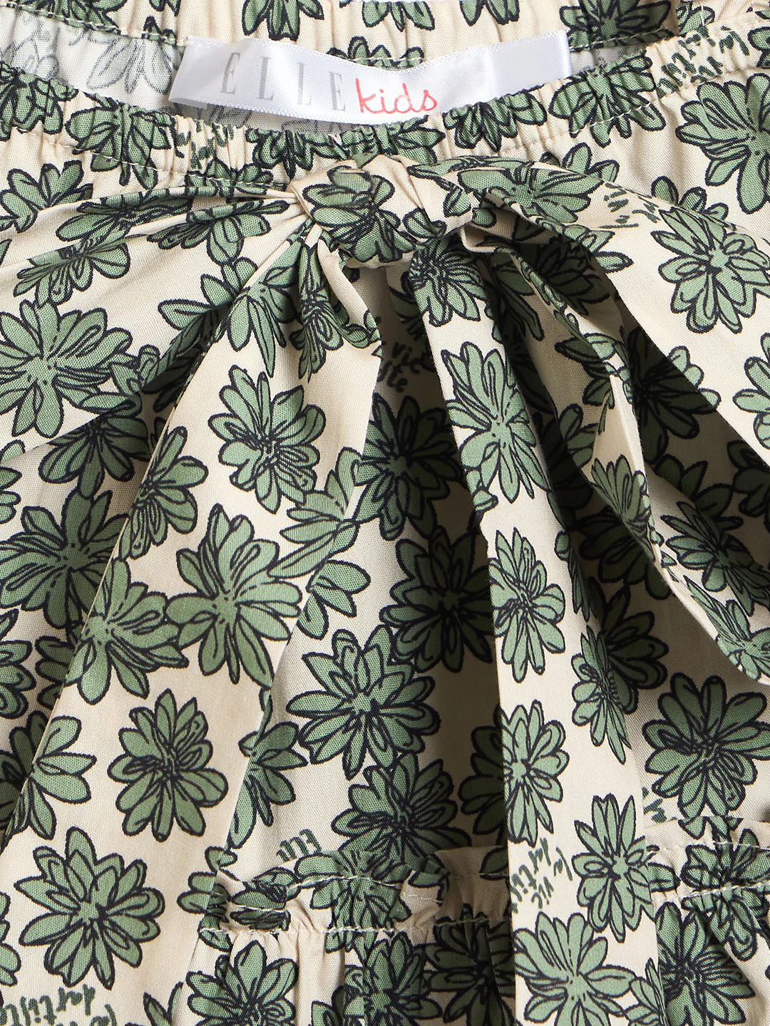 Elle Girls Green Printed Flared Fit Pure Cotton Top - Image 4