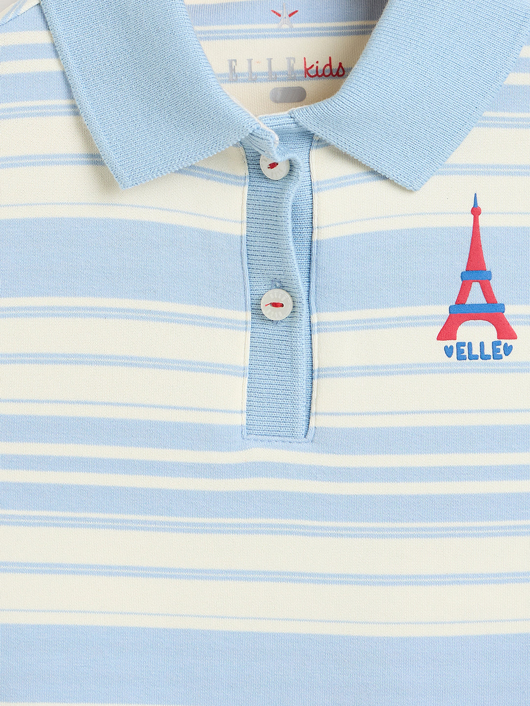 Elle Girls Multicolor Striped A-Line Fit Pure Cotton Dress - Image 4