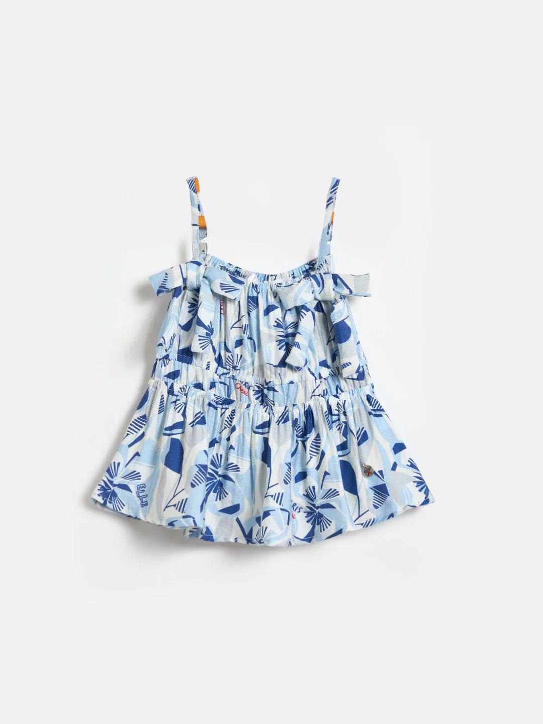 Elle Girls Blue Printed Fit & Flared Top - Image 2