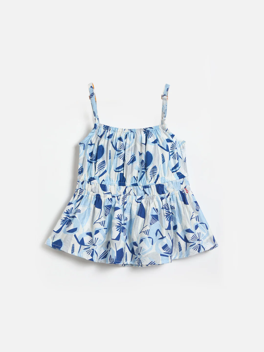 Elle Girls Blue Printed Fit & Flared Top - Image 3