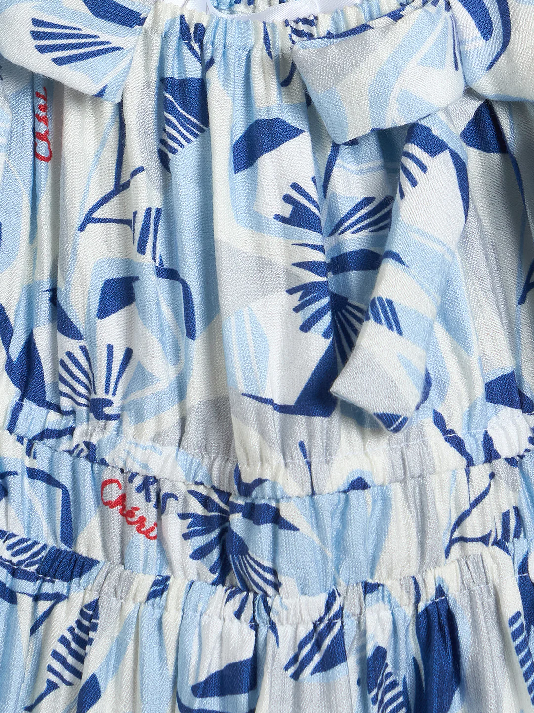 Elle Girls Blue Printed Fit & Flared Top - Image 4