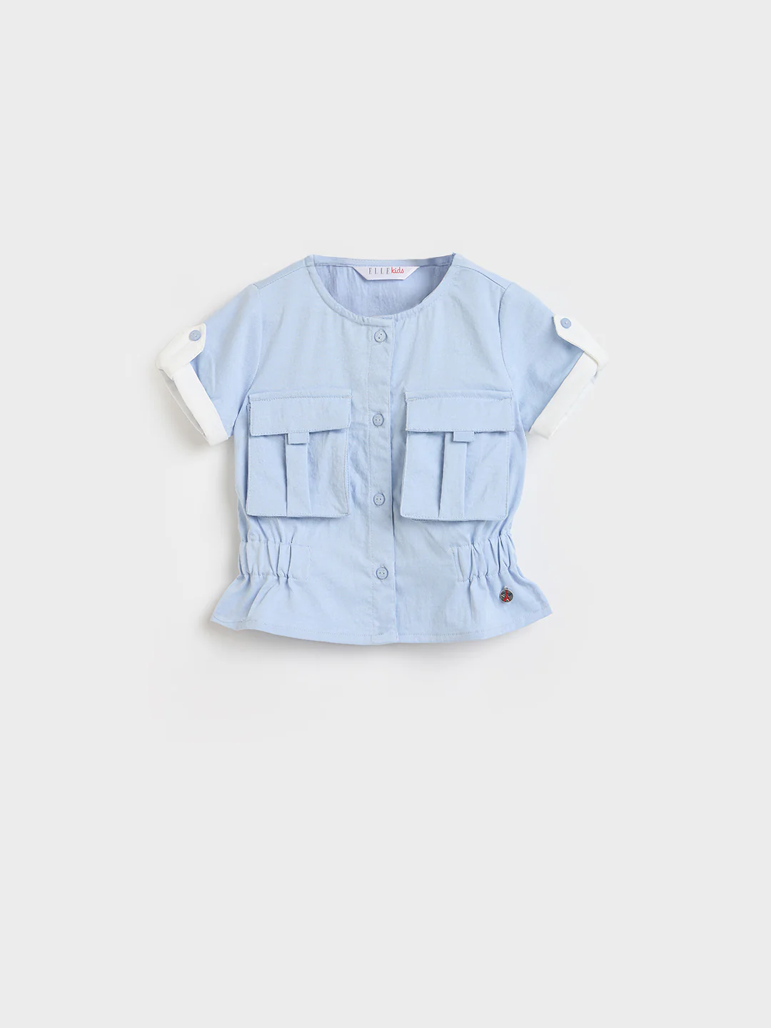 Elle Girls Sky Blue Solid Straight Fit Top - Image 2