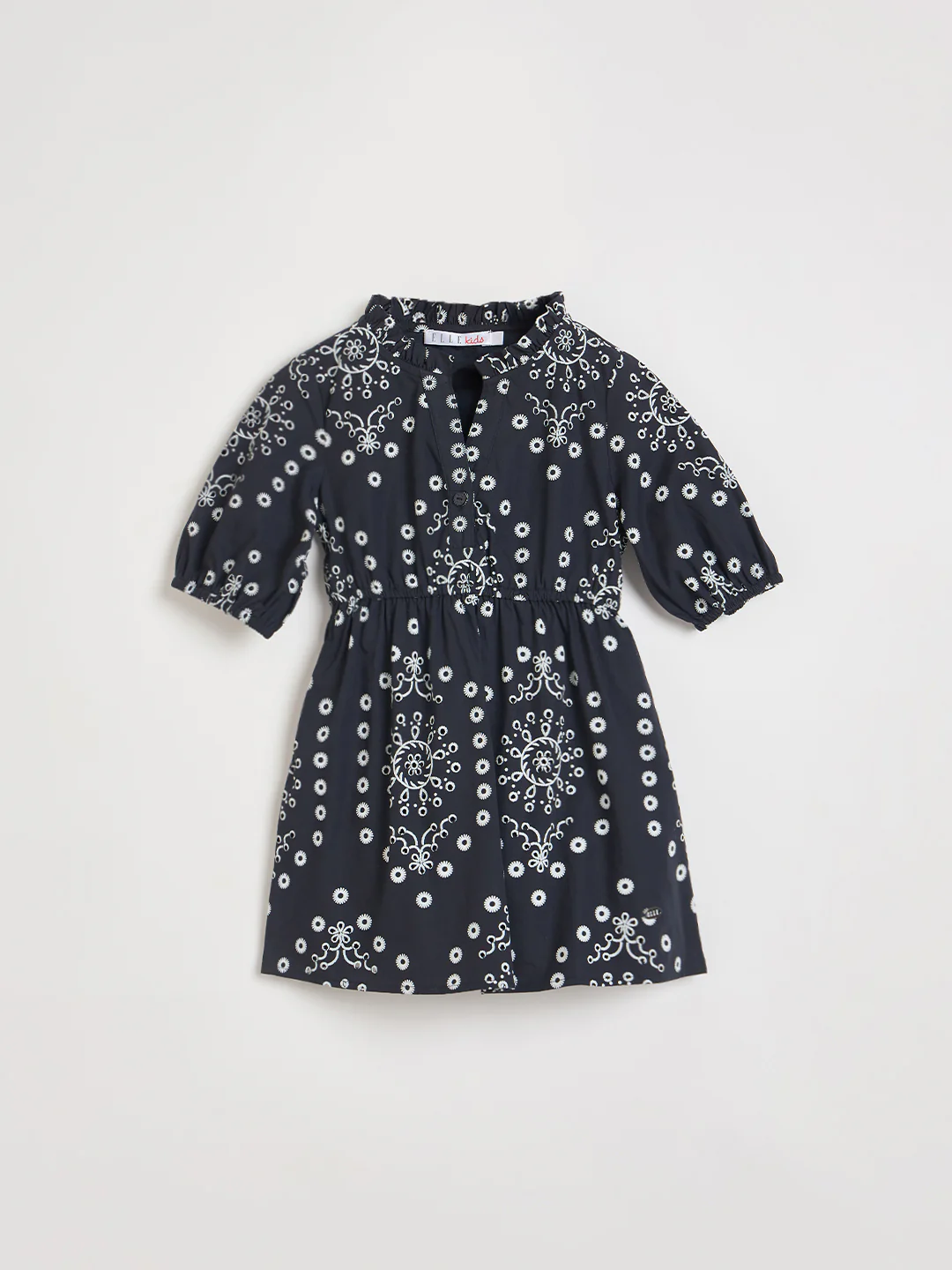 Elle Girls Black Printed Fit & Flared Pure Cotton Dress - Image 2
