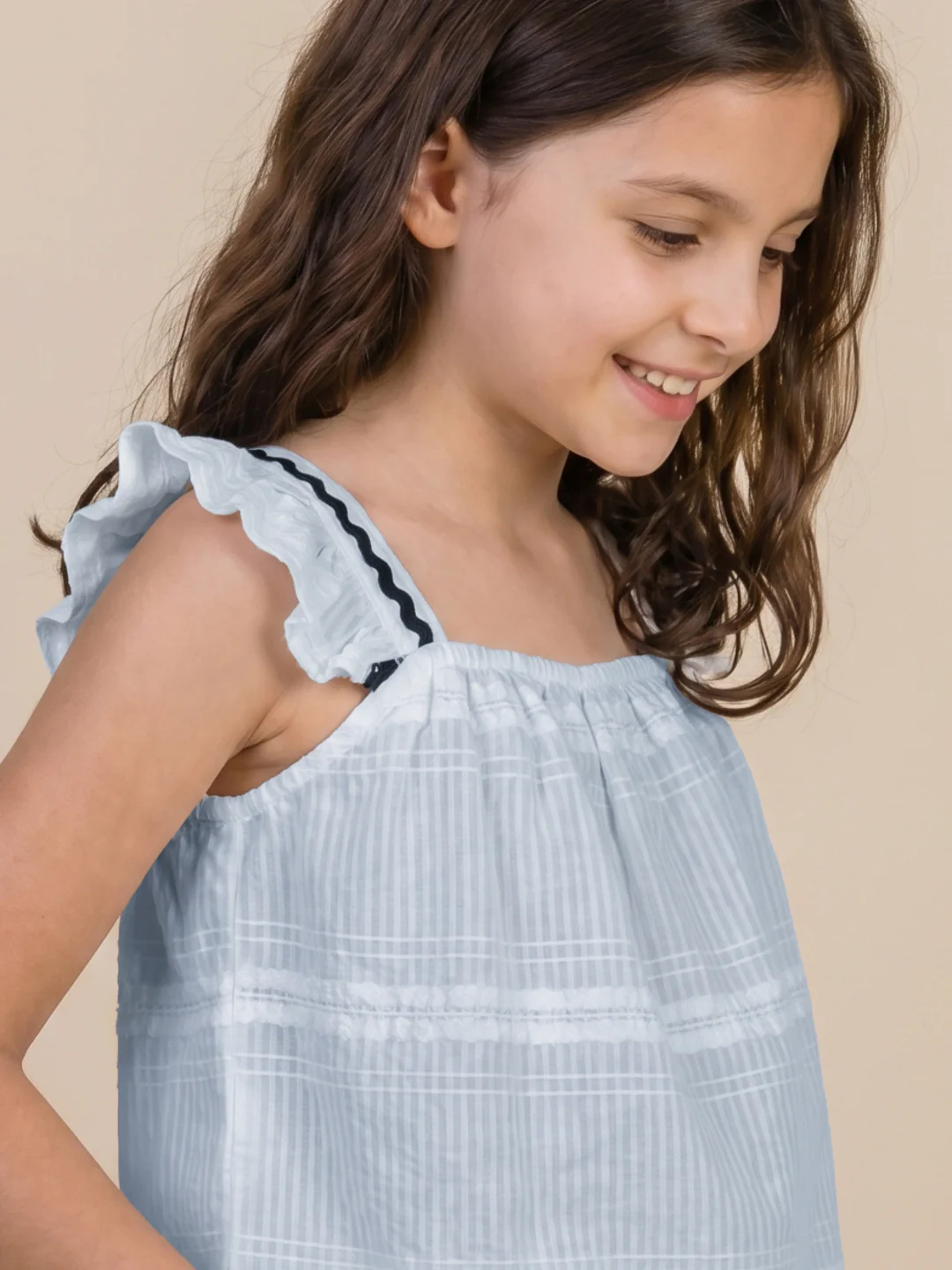 Elle White Flared Striped Girls Top - Image 5