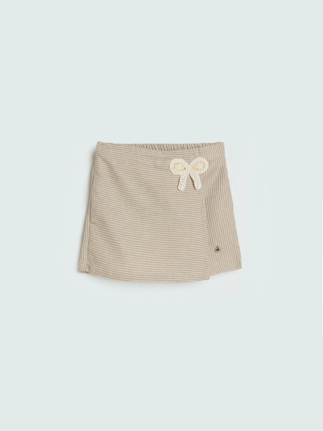 Elle Girls Beige Striped A-Line Fit Skort - Image 2