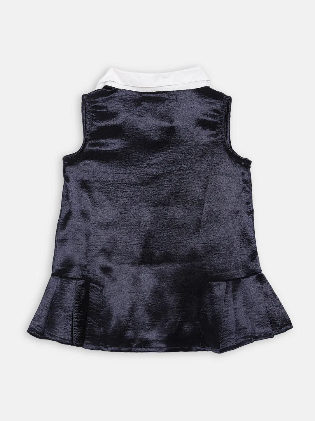 Elle Kids Girls Navy Solid Round Neck Top - Image 2