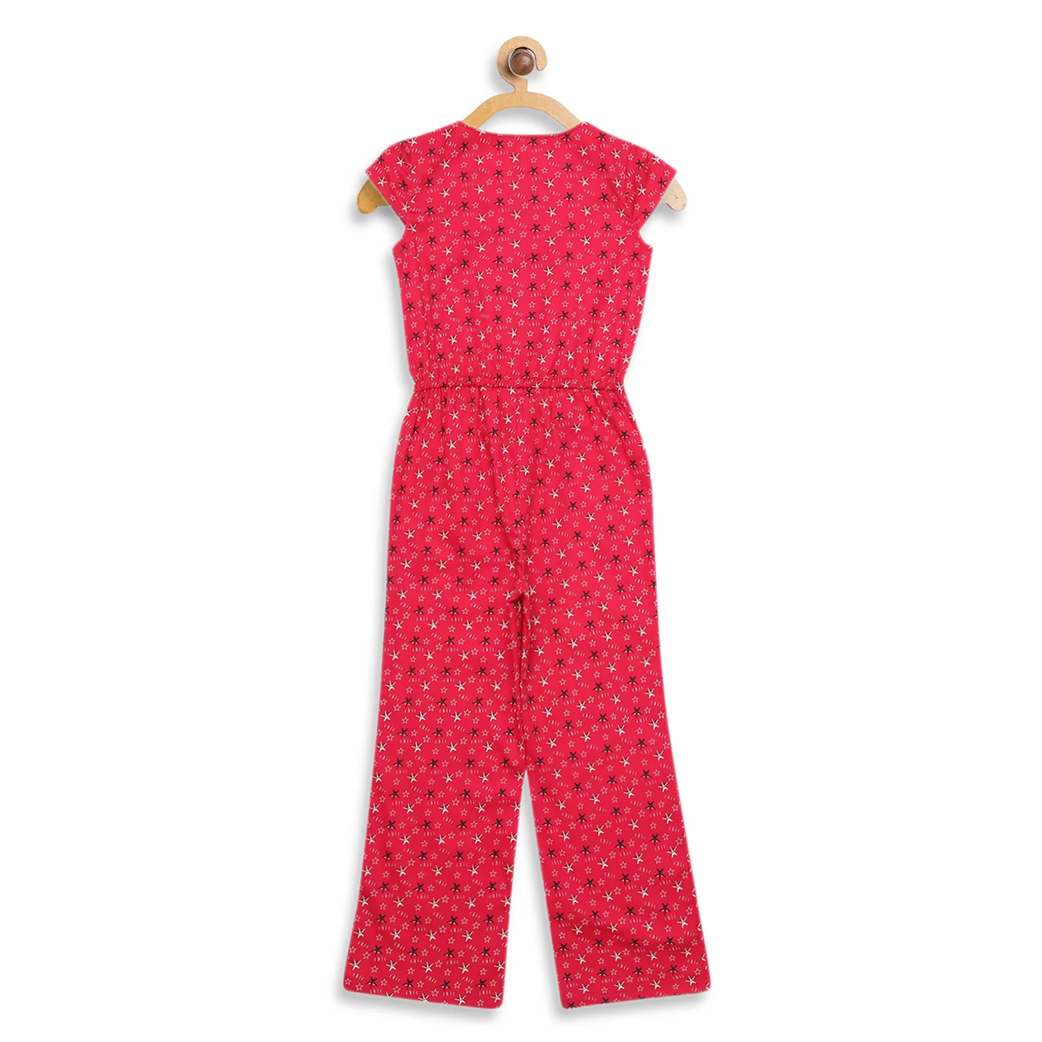Elle Kids Girls Maroon Printed Round Neck Jumpsuit - Image 2