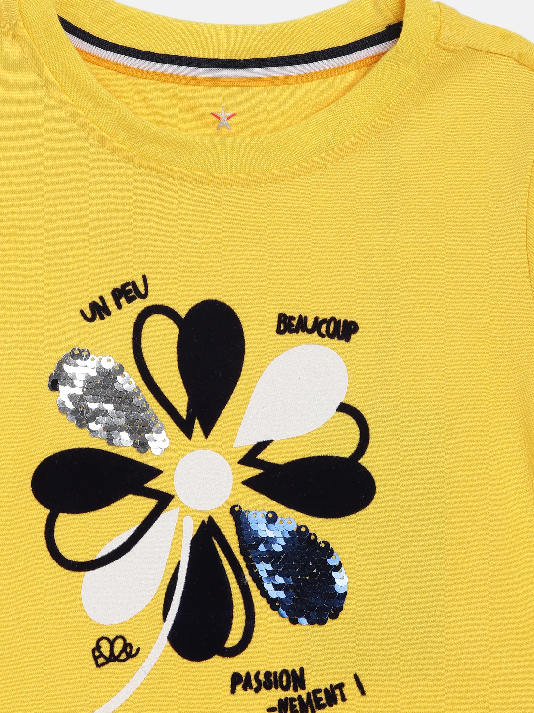 Elle Kids Girls Yellow Solid Round Neck Top - Image 2