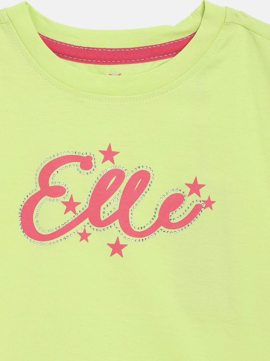 Elle Kids Girls Pink Self - Design Round Neck Top - Image 4