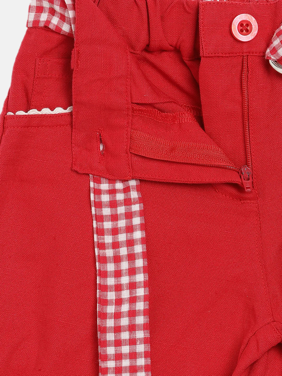 Elle Kids Girls Red Solid Regular Fit Trouser - Image 2
