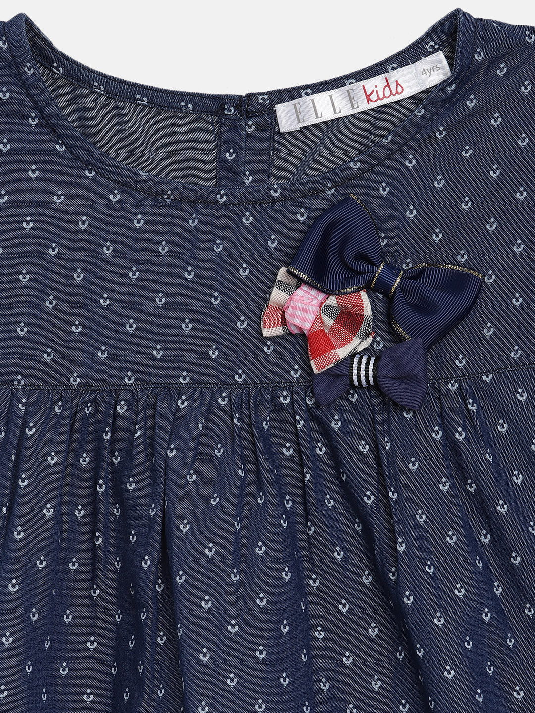 Elle Kids Girls Navy Printed Round Neck Top - Image 2