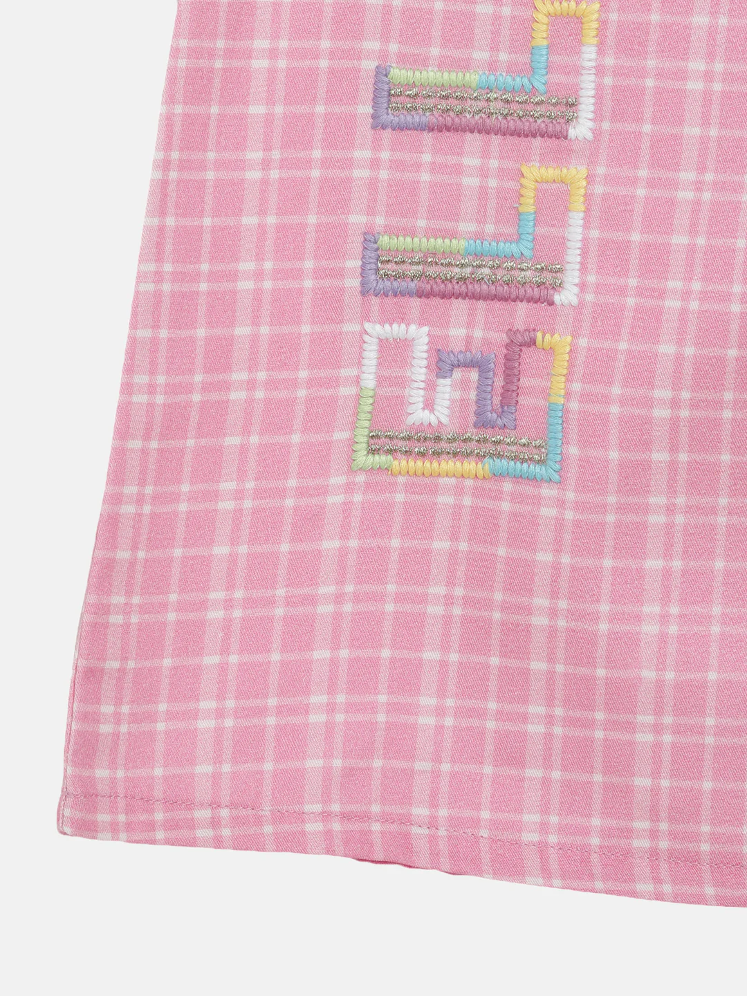 Elle Kids Girls Pink Checked Round Neck Dress - Image 2